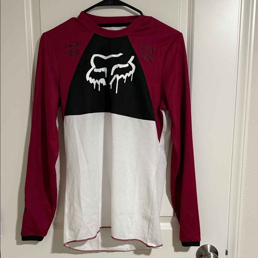 Fox women's Red and White Long Sleeve Moto Jersey